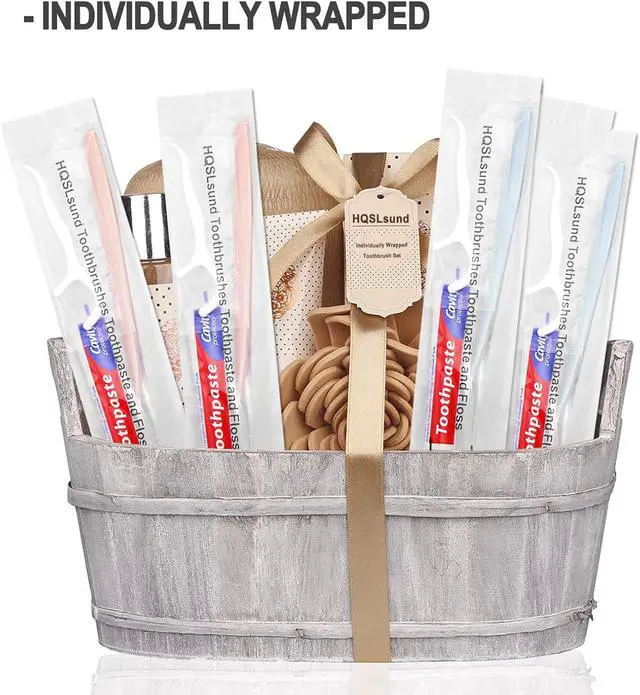 Alt view image 4 of 7 - 30pcs Disposable Toothbrushes with Toothpaste Floss Individually Wrapped, 2 Color Disposable Toothbrush, 10g Toothpaste, Floss Pick, Bulk Toothbrush Kit for Homeless,Airbnb,Hotel
