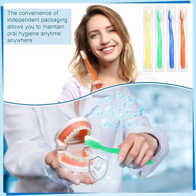 Alt view image 4 of 6 - 40 Pcs Prepasted Disposable Toothbrushes Bulk Individually Wrapped Pre Pasted Soft Bristle Set Travel Colorful Toothbrushes for Homeless Gift Hotel Camping Travel