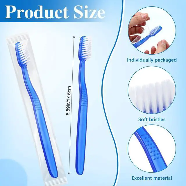 Alt view image 2 of 6 - 40 Pcs Prepasted Disposable Toothbrushes Bulk Individually Wrapped Pre Pasted Soft Bristle Set Travel Colorful Toothbrushes for Homeless Gift Hotel Camping Travel