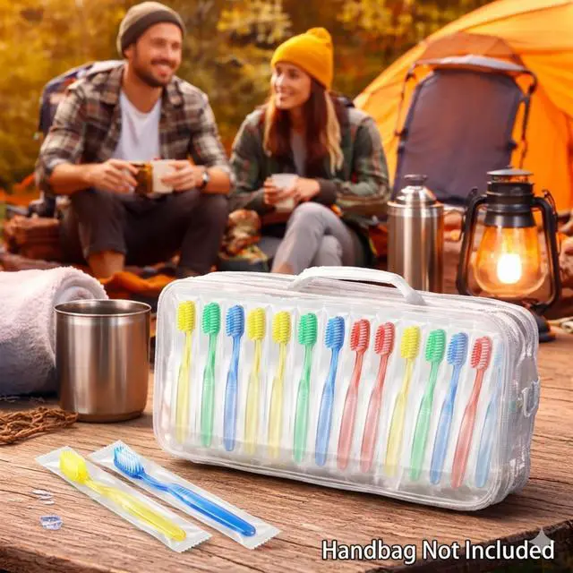 Alt view image 6 of 6 - 40 Pcs Prepasted Disposable Toothbrushes Bulk Individually Wrapped Pre Pasted Soft Bristle Set Travel Colorful Toothbrushes for Homeless Gift Hotel Camping Travel