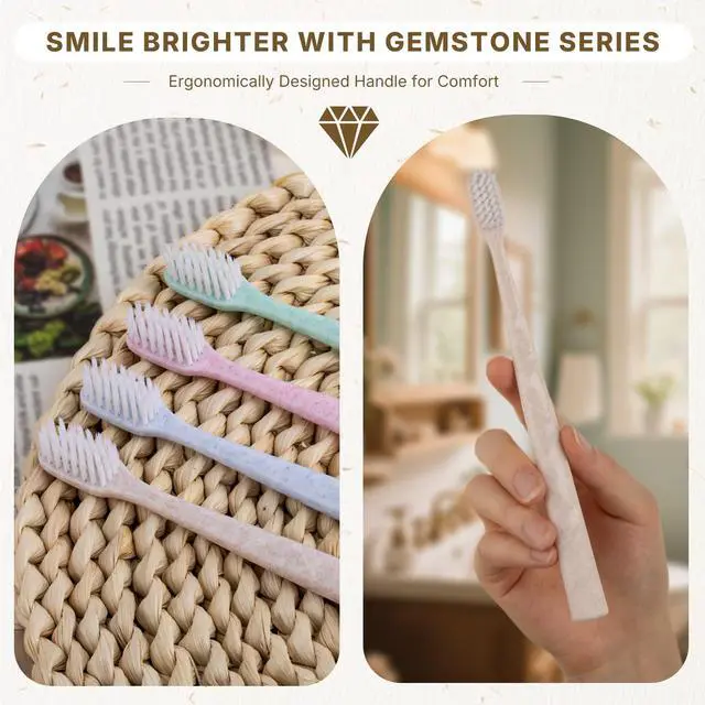 Alt view image 2 of 7 - 24 Pack Premium Disposable Toothbrush with Tongue Scraper Individually Wrapped Bulk Travel Toothbrushes, Soft Bristles for Guests, Hotel, Vacation Rental, Home & On The Go,4 Colors