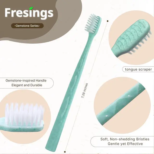 Alt view image 3 of 7 - 24 Pack Premium Disposable Toothbrush with Tongue Scraper Individually Wrapped Bulk Travel Toothbrushes, Soft Bristles for Guests, Hotel, Vacation Rental, Home & On The Go,4 Colors