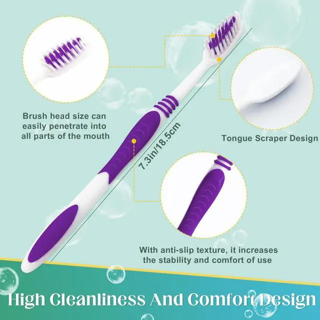 Alt view image 3 of 7 - 60 Pcs Toothbrush Bulk Disposable, Travel Toothbrushes Pack, Soft Bristle Individually Wrapped and Good Cleaning for Kids, Adult and The Elderly. Suitable for Hotel, Travel, Home, Donated