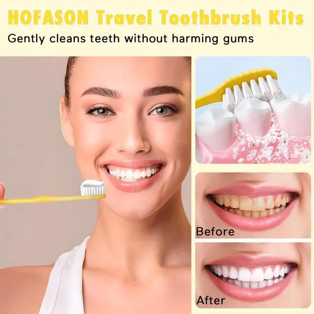 Alt view image 7 of 7 - Disposable Toothbrushes with Toothpaste Pack of 30, Yellow Hollow Travel Toothbrush Set with 5g Bulk Toothpaste Individually Wrapped for Homeless, Nursing Home, Shelter, Hotel