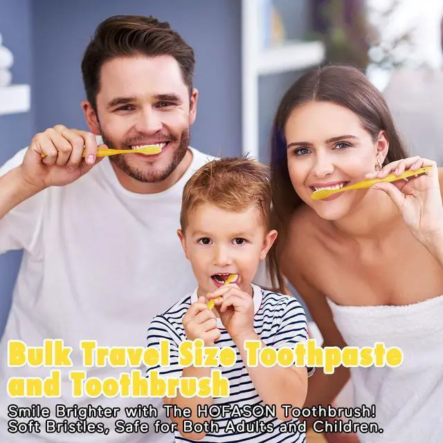 Alt view image 6 of 7 - Disposable Toothbrushes with Toothpaste Pack of 30, Yellow Hollow Travel Toothbrush Set with 5g Bulk Toothpaste Individually Wrapped for Homeless, Nursing Home, Shelter, Hotel