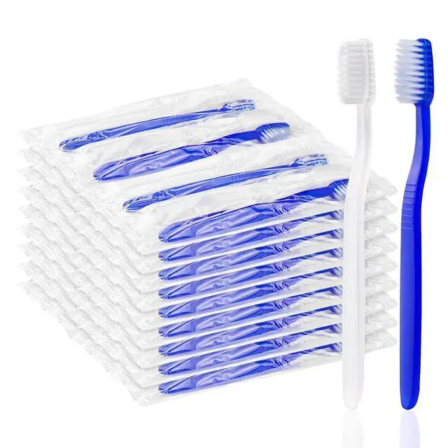 Main image of 50 pcs Prepasted Disposable Toothbrushes Bulk Individually Wrapped Pre Pasted Soft Toothbrush, Single Use Travel Toothbrushes for Homeless Camping Travel