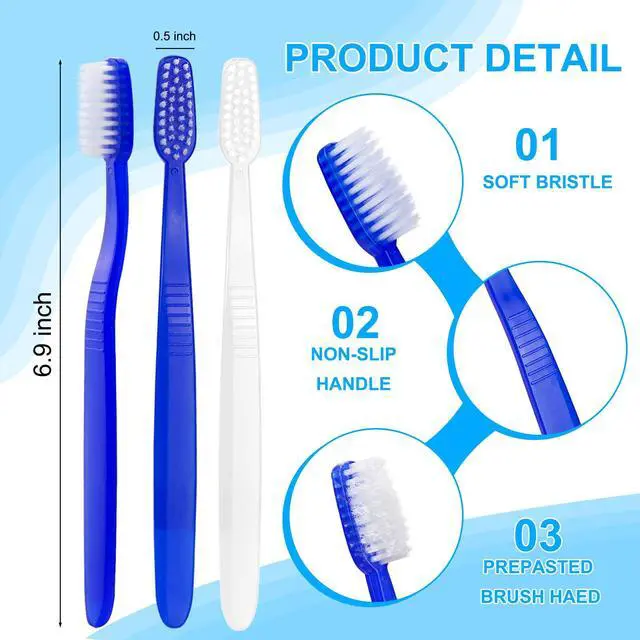 Alt view image 4 of 7 - 50 pcs Prepasted Disposable Toothbrushes Bulk Individually Wrapped Pre Pasted Soft Toothbrush, Single Use Travel Toothbrushes for Homeless Camping Travel