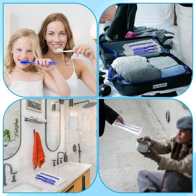 Alt view image 5 of 7 - 50 pcs Prepasted Disposable Toothbrushes Bulk Individually Wrapped Pre Pasted Soft Toothbrush, Single Use Travel Toothbrushes for Homeless Camping Travel