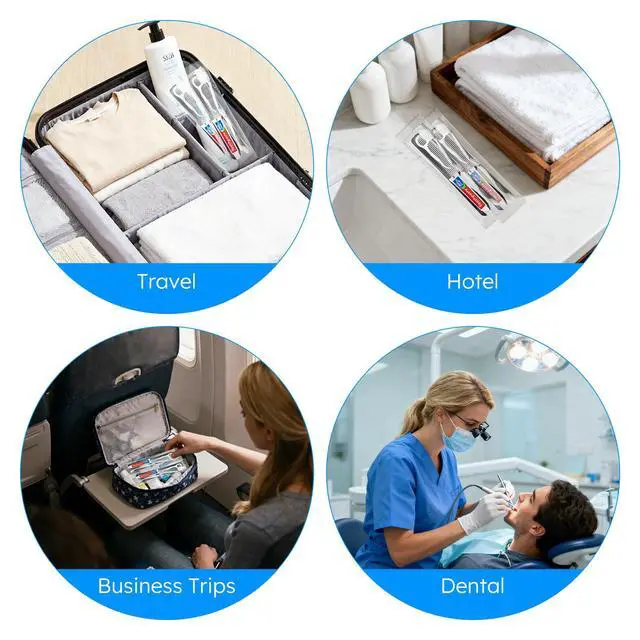 Alt view image 6 of 7 - Travel Toothbrushes with Toothpaste, Disposable Toothbrushes, Hygiene Kits in Bulk with Floss Picks, Combs, Individually Packaged, Suitable for Home, Travel, and Hotels (15-Pack)