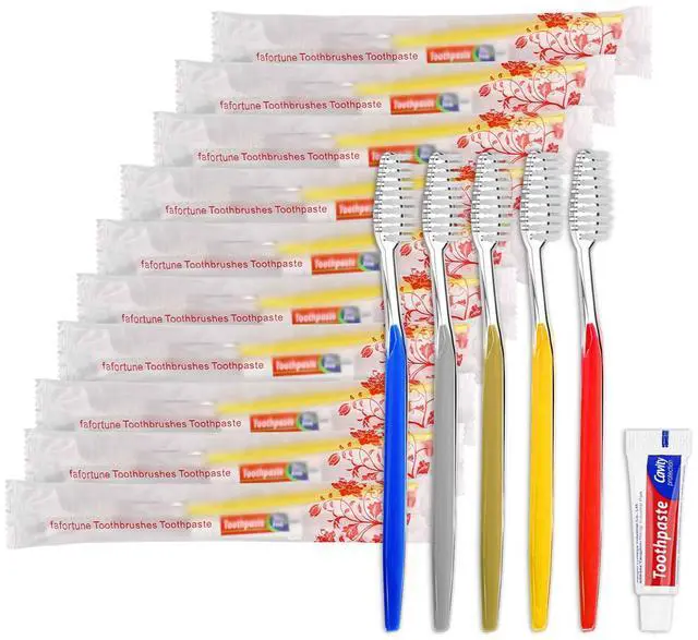 Main image of 30 Pack Disposable Toothbrushes with Toothpaste (5 Colors)