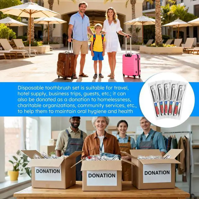 Alt view image 7 of 7 - Travel Toothbrushes with Toothpaste, Disposable Toothbrushes, Hygiene Kits in Bulk with Floss Picks, Combs, Individually Packaged, Suitable for Home, Travel, and Hotels (15-Pack)