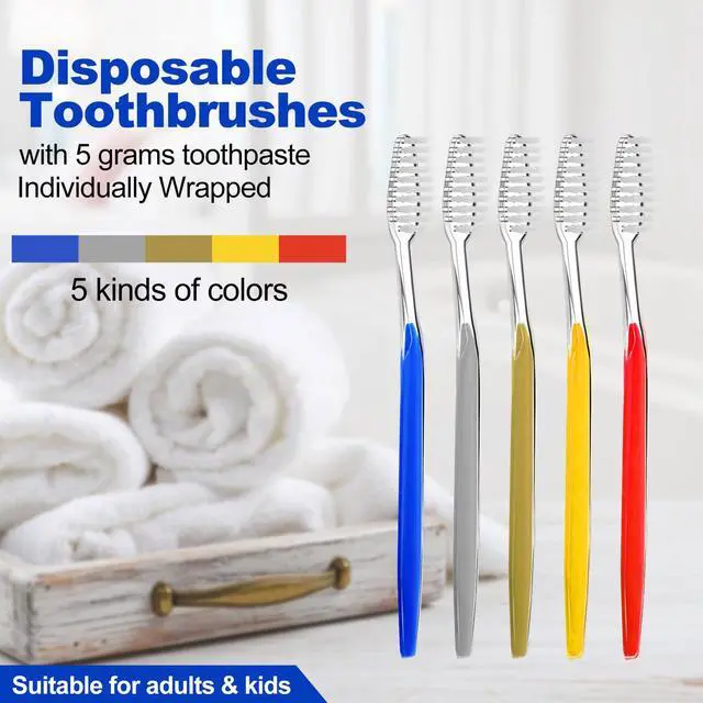 Alt view image 2 of 7 - 30 Pack Disposable Toothbrushes with Toothpaste (5 Colors)