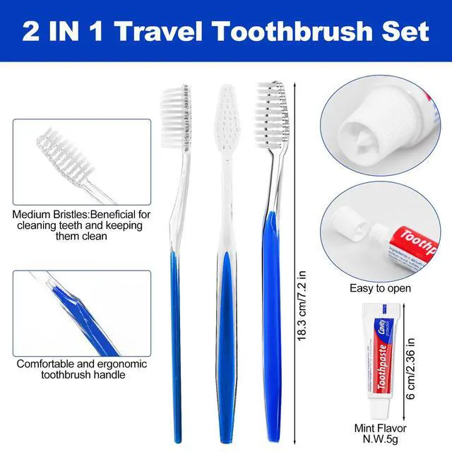 Alt view image 3 of 7 - 30 Pack Disposable Toothbrushes with Toothpaste (5 Colors)