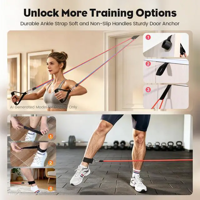 Alt view image 6 of 7 - Resistance Bands Set, Exercise Bands Workout Bands Strength Training