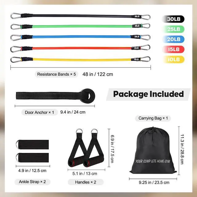 Alt view image 7 of 7 - Resistance Bands Set, Exercise Bands Workout Bands Strength Training
