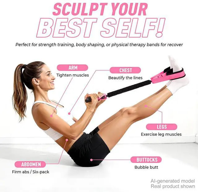 Alt view image 5 of 7 - NTIUYOT Pedal Resistance Band with Handle, Upgraded Durable Thickened Latex Tubes and Soft Foam Fabric Foot Pedal, Sit Up Exercise Equipment for Abdomen, Waist, Arm, Core/ABS, Leg, Physical Therapy