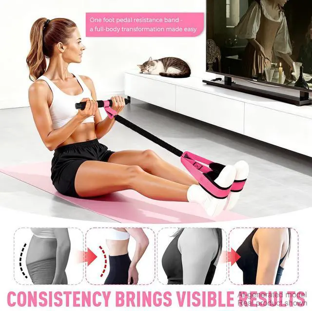 Alt view image 6 of 7 - NTIUYOT Pedal Resistance Band with Handle, Upgraded Durable Thickened Latex Tubes and Soft Foam Fabric Foot Pedal, Sit Up Exercise Equipment for Abdomen, Waist, Arm, Core/ABS, Leg, Physical Therapy