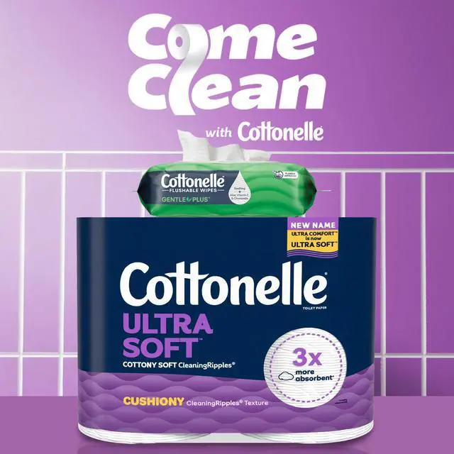 Alt view image 4 of 7 - Ultra Soft Toilet Paper with Cushiony CleaningRipples Texture, Strong Bath Tissue, 24 Family Mega Rolls = 108 Regular Rolls (4 Packs of 6)