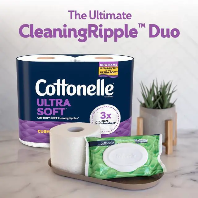 Alt view image 7 of 7 - Ultra Soft Toilet Paper with Cushiony CleaningRipples Texture, Strong Bath Tissue, 24 Family Mega Rolls = 108 Regular Rolls (4 Packs of 6)