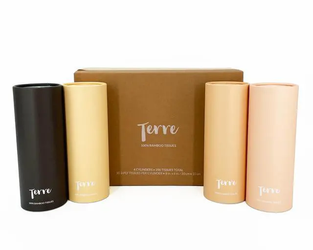 Alt view image 4 of 6 - Bamboo Car Cylinder Tissues, 3-Ply, Unbleached, PFAS Free, Refillable, 4 Pack (200 Sheets Total), FSC-Certified, Car Tissue Holder with Facial Tissues, Tree-Free, Eco-Friendly, Sustainable