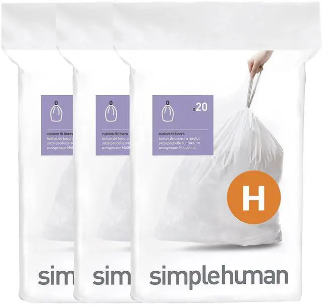 Main image of Code H 60 Count Custom Fit Liners, Drawstring Kitchen Trash Bags, One-by-One Mess-Free Dispense, Extra Thick & Double Seamed, 50% PCR Plastic, 30-35 Liter / 8-9 Gallon, White