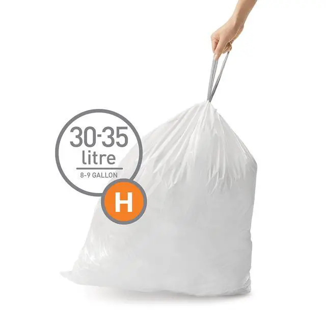 Alt view image 2 of 6 - Code H 60 Count Custom Fit Liners, Drawstring Kitchen Trash Bags, One-by-One Mess-Free Dispense, Extra Thick & Double Seamed, 50% PCR Plastic, 30-35 Liter / 8-9 Gallon, White
