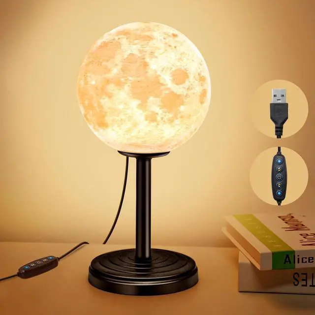 Main image of Moon Lamp LED Night Light - Dimmable Bedside Lamps Small Modern Bedroom Lamp LED Desk Light with 25 Lighting Modes 3D Printed Realistic Moon Surface - Perfect for Girls Boys Kids Birthday