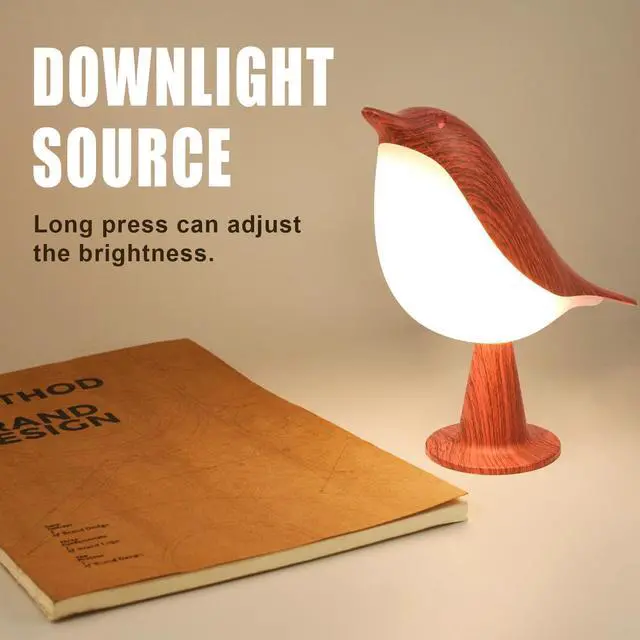 Alt view image 5 of 7 - Small Desk Lamp, Bird Bedside Light with 3 Color Temperature and Touch Sensor, Cordless Kids Night Light, Rechargeable Battery for Bedroom Nightstand Table - Red