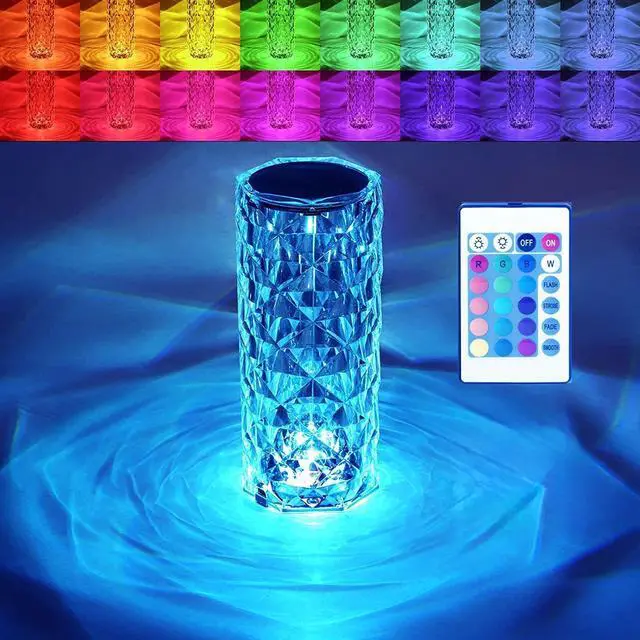Main image of Crystal Table Lamp RGB Color Changing Night Light,Romantic LED Rose Diamond Touch Lamps for Living Room (Remote & Touch)