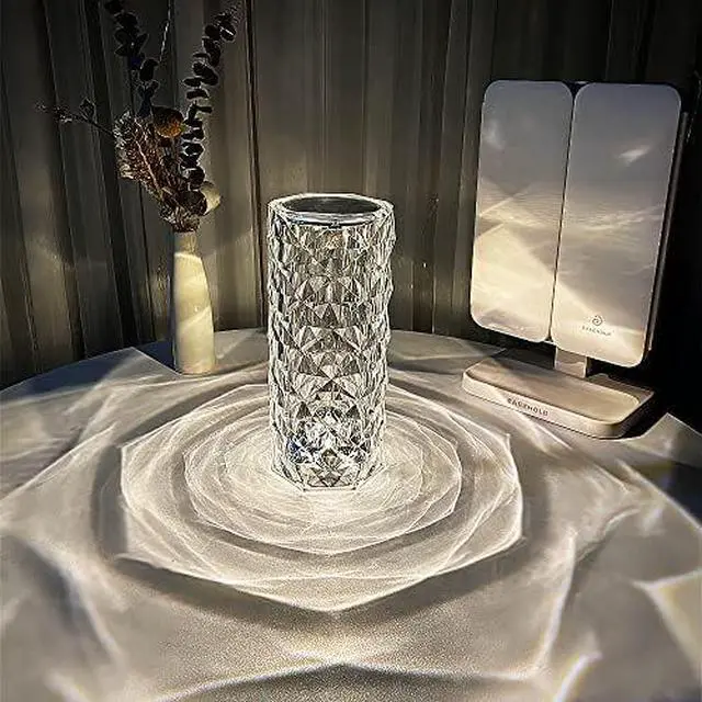 Alt view image 5 of 6 - Crystal Table Lamp RGB Color Changing Night Light,Romantic LED Rose Diamond Touch Lamps for Living Room (Remote & Touch)