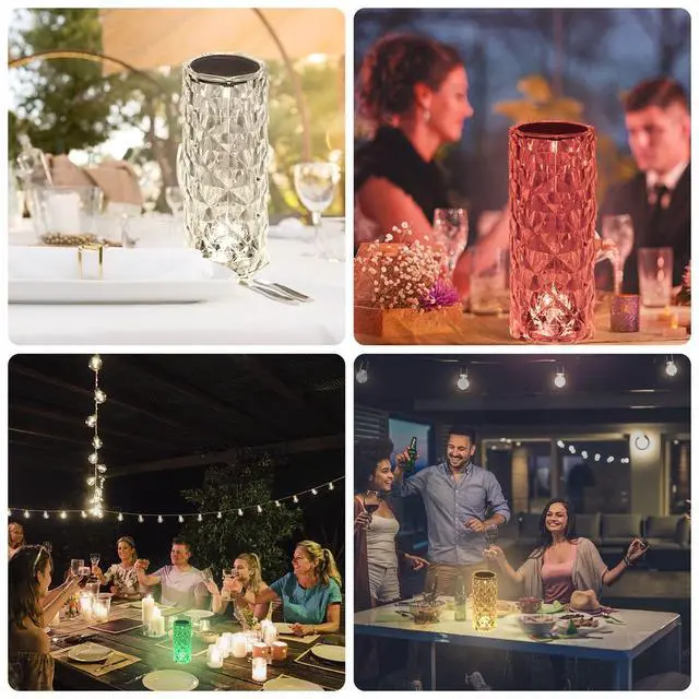 Alt view image 6 of 6 - Crystal Table Lamp RGB Color Changing Night Light,Romantic LED Rose Diamond Touch Lamps for Living Room (Remote & Touch)