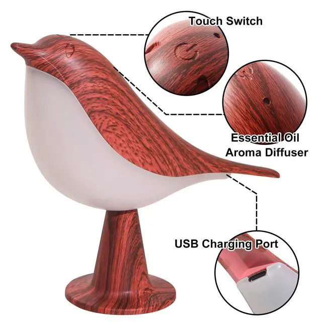 Alt view image 2 of 6 - Small Bird Table Lamp, Cordless Bedside Lamps, Battery Operated Lamp with 3 Color Temperatures, Dimmable Bird Night Light, Touch Lamps for Nightstand, Rechargeable Outdoor Lights for Patio