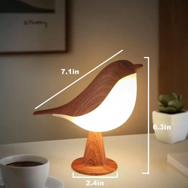 Alt view image 3 of 6 - Small Bird Table Lamp, Cordless Bedside Lamps, Battery Operated Lamp with 3 Color Temperatures, Dimmable Bird Night Light, Touch Lamps for Nightstand, Rechargeable Outdoor Lights for Patio