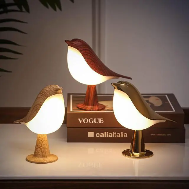 Alt view image 5 of 6 - Small Bird Table Lamp, Cordless Bedside Lamps, Battery Operated Lamp with 3 Color Temperatures, Dimmable Bird Night Light, Touch Lamps for Nightstand, Rechargeable Outdoor Lights for Patio