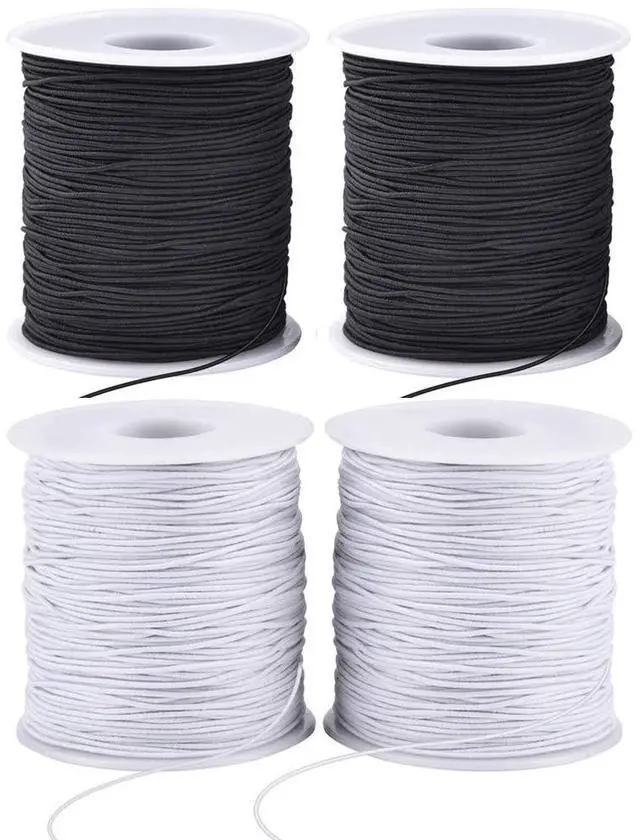 Main image of Stretchy String for Bracelets, 4 Rolls 1 mm Sturdy Elastic String Elastic Cord for Jewelry Making, Necklaces, Beading (2 Black+ 2 White)