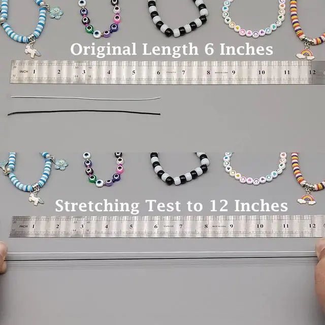 Alt view image 4 of 7 - Stretchy String for Bracelets, 4 Rolls 1 mm Sturdy Elastic String Elastic Cord for Jewelry Making, Necklaces, Beading (2 Black+ 2 White)
