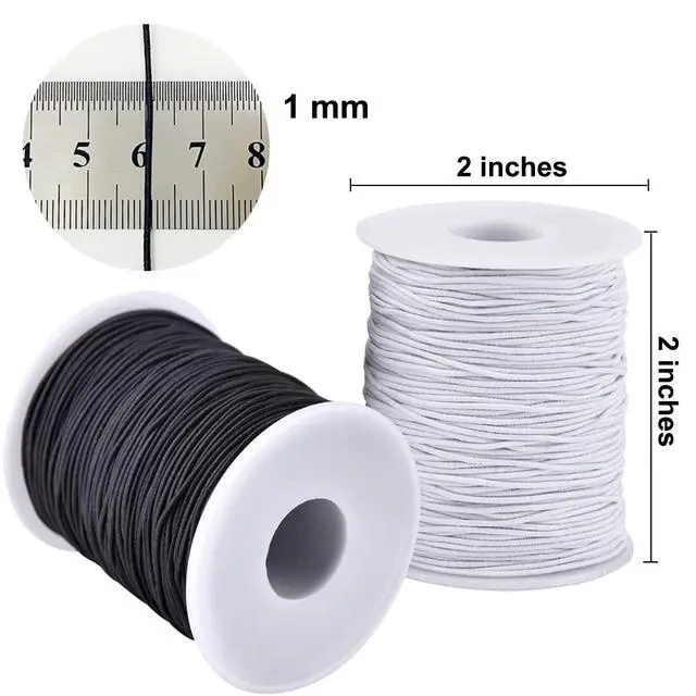 Alt view image 2 of 7 - Stretchy String for Bracelets, 4 Rolls 1 mm Sturdy Elastic String Elastic Cord for Jewelry Making, Necklaces, Beading (2 Black+ 2 White)