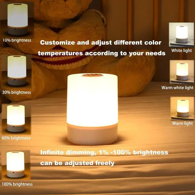 Alt view image 2 of 6 - Touch Bedside Table Lamp,Changing Dimmable Table Lamp,3 Colors LED Lamp with Warm White Lights,USB Rechargeable, Bedside Night Light, Soft Eye Caring for Bedrooms and Sleep Aid