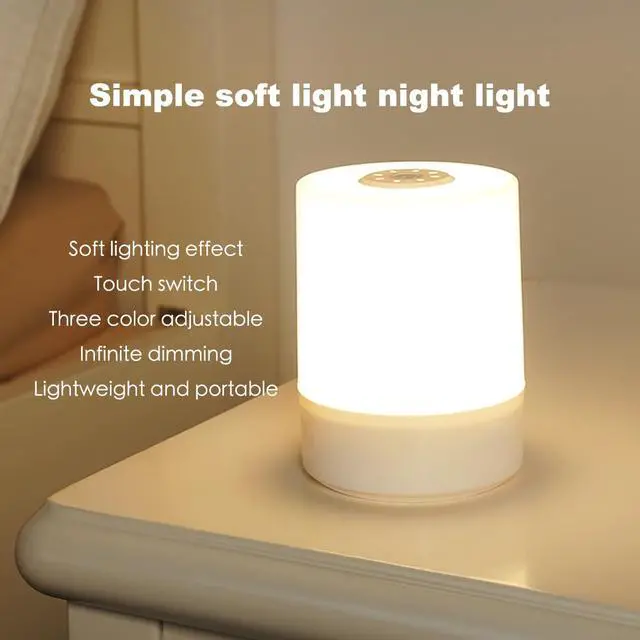 Alt view image 4 of 6 - Touch Bedside Table Lamp,Changing Dimmable Table Lamp,3 Colors LED Lamp with Warm White Lights,USB Rechargeable, Bedside Night Light, Soft Eye Caring for Bedrooms and Sleep Aid