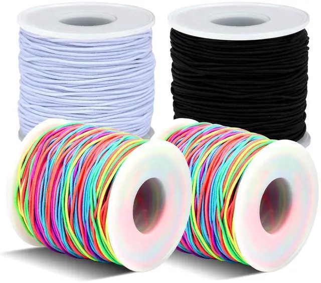 Main image of Stretchy Bracelet String 4 Rolls 660FT Elastic String for Bracelet DIY Crafts, 1mm Stretchy Cord for Jewelry Making Sewing Necklace Beading, (Black, White, Rainbow*2)