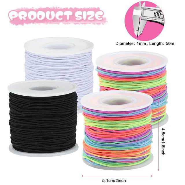 Alt view image 3 of 7 - Stretchy Bracelet String 4 Rolls 660FT Elastic String for Bracelet DIY Crafts, 1mm Stretchy Cord for Jewelry Making Sewing Necklace Beading, (Black, White, Rainbow*2)
