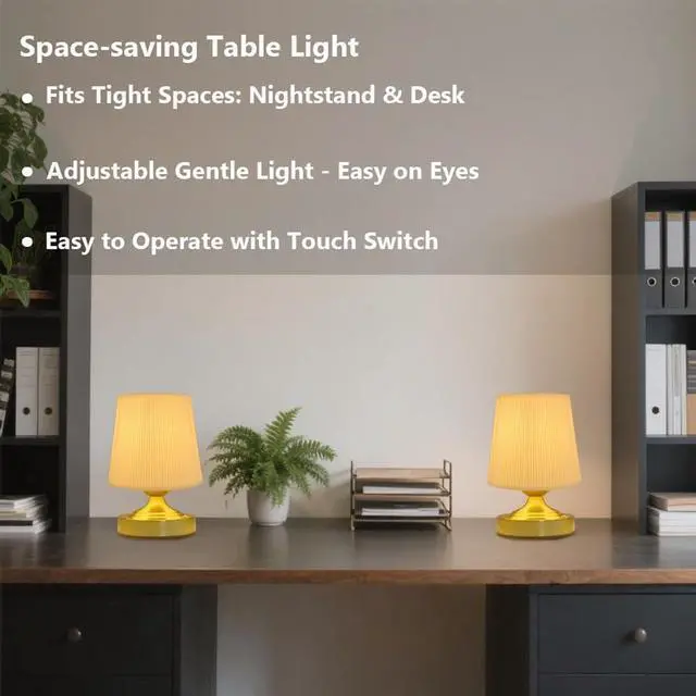 Alt view image 5 of 7 - Cordless Rechargeable Fabric Table Lamps, Battery Operated Table Lamp, Stepless Dimmable for Patio Living Room Bedroom (Bulb Included), Golden Base & White Shade, Dual Color Temperatures