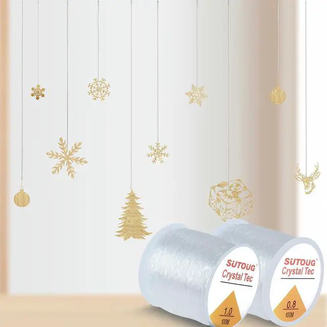Alt view image 4 of 7 - Elastic String for Bracelets, 2 Rolls 0.8mm and 1.0mm Crystal Elastic Cord for Bracelet Beads Jewelry DIY Crafts Bracelets Necklaces White (200M)