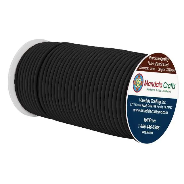Alt view image 2 of 6 - 2mm Black Elastic Cords for Jewelry Making & Beading 76 Yards Stretchy Bracelet String - Strong Round Elastic Thread for Sewing & Adult Crafts