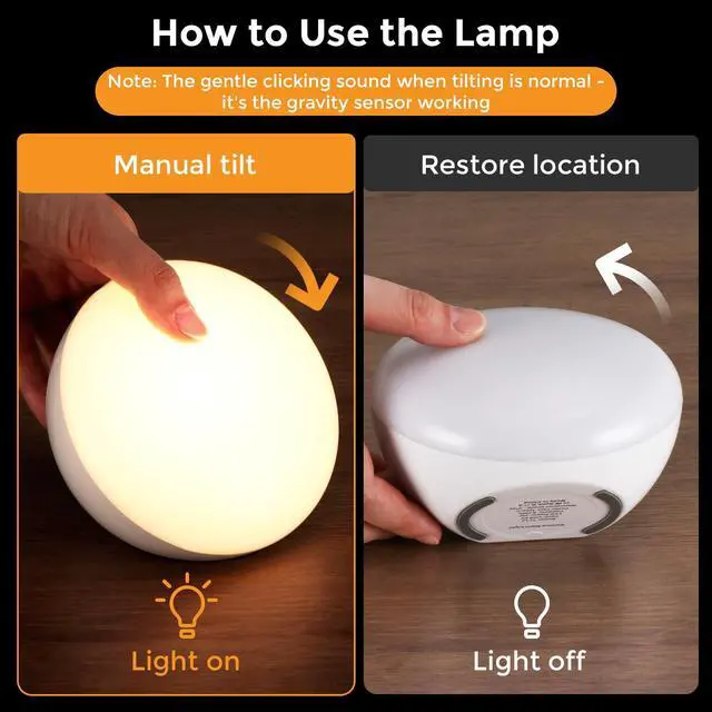 Alt view image 4 of 7 - Cordless Bedside Table Lamp with Gravity Sensor | Portable Wireless Rechargeable 2000mAh Battery Operated | Mini Warm Soft Ambient Night Stand Light | Gift for Bedroom, Nursery, Camping & Outdoor