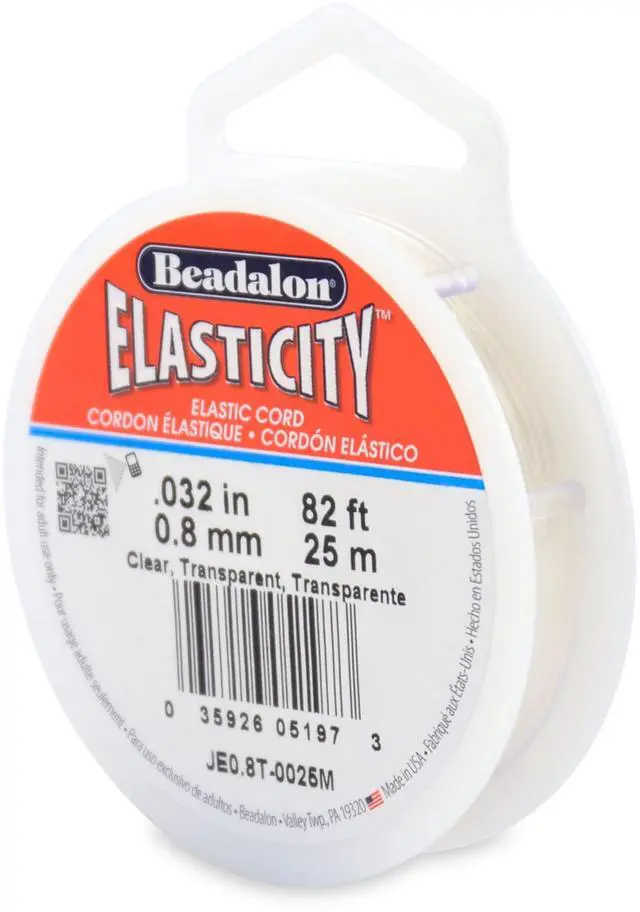 Main image of Elasticity Stretch Cord Elastic Cord | Clear | Latex-Free Rubber | 0.8 mm 25 m Spool for Jewelry Making