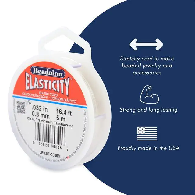 Alt view image 4 of 5 - Elasticity Stretch Cord Elastic Cord | Clear | Latex-Free Rubber | 0.8 mm 25 m Spool for Jewelry Making
