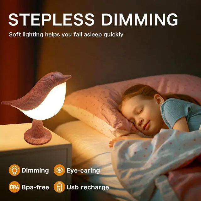 Alt view image 2 of 7 - 2 in 1 Small Desk Lamp, Bird Cordless Table Lamp with 3 Color Temperature Dimmer and Touch Sensor - Rechargeable Battery Night Light for Kids, Bedroom, Bedside, and Outdoor Use