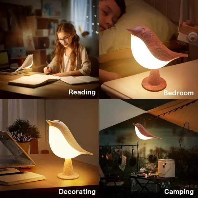 Alt view image 6 of 7 - 2 in 1 Small Desk Lamp, Bird Cordless Table Lamp with 3 Color Temperature Dimmer and Touch Sensor - Rechargeable Battery Night Light for Kids, Bedroom, Bedside, and Outdoor Use