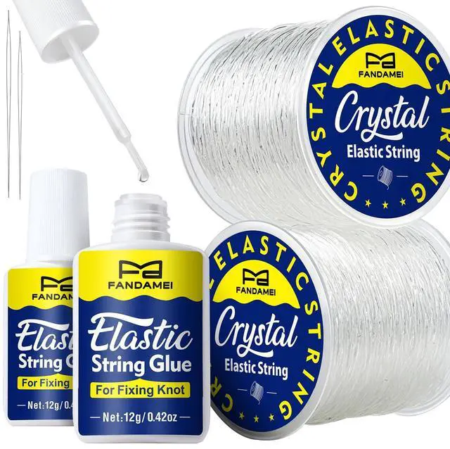 Main image of Elastic String for Bracelets Making Kit, 1mm&0.8mm Clear Bracelet String, Stretchy String with 24g Jewelry Glue for Elastic String & 2 Beading Needles for DIY Necklaces, Bracelets & Jewelry